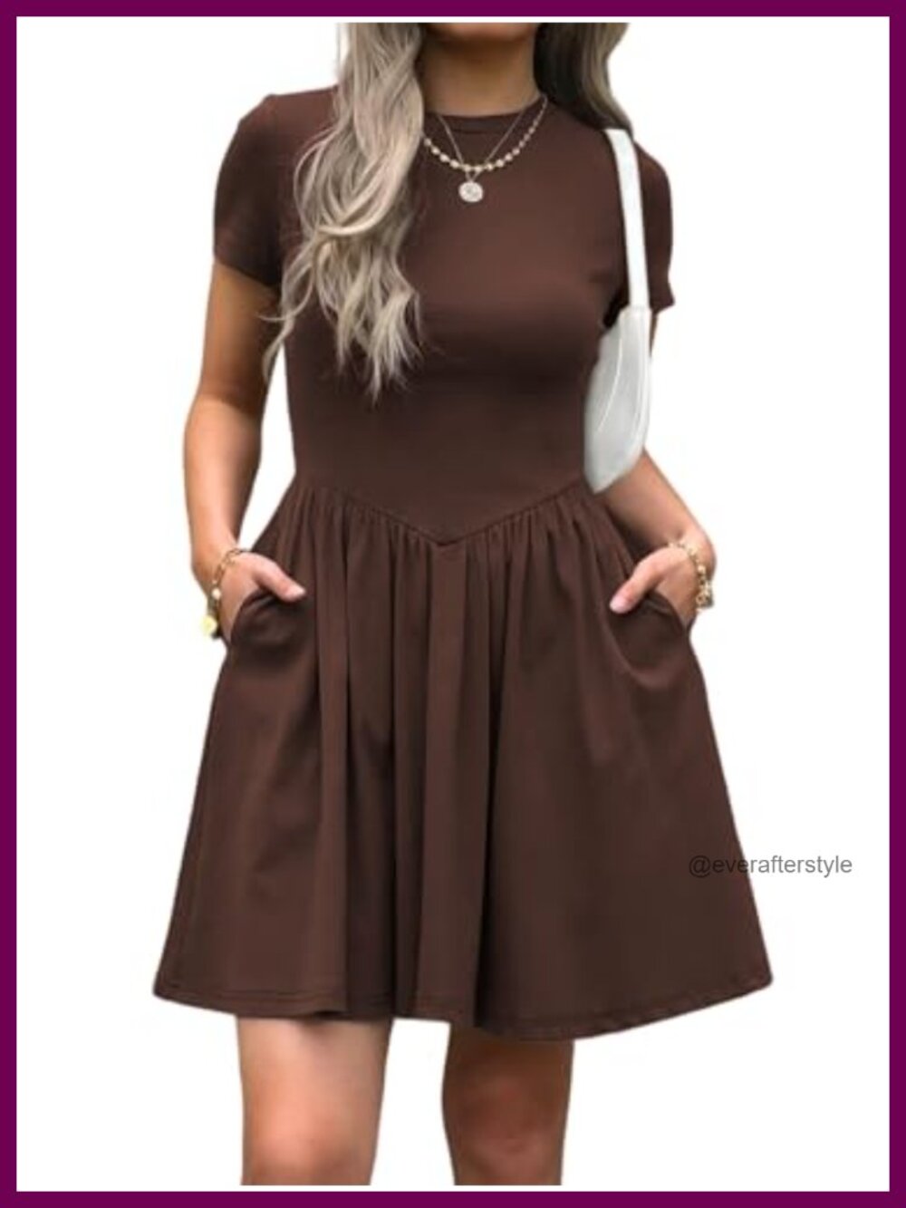 Womens Summer T Shirt Dress Short Sleeve Casual Mini A Line Swing Dress with